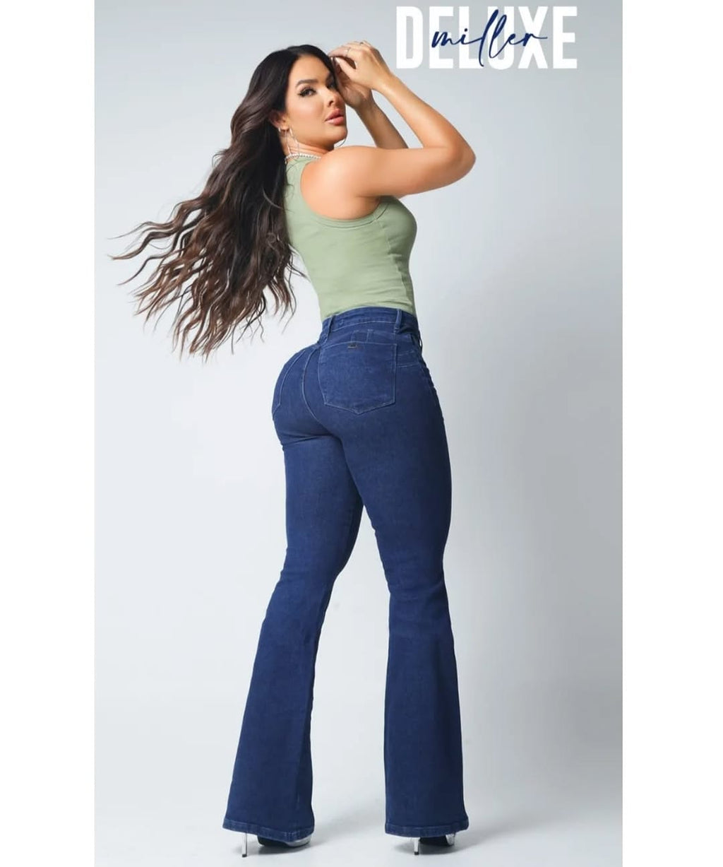 Calça Flare Miller Azul Escuro com lycra