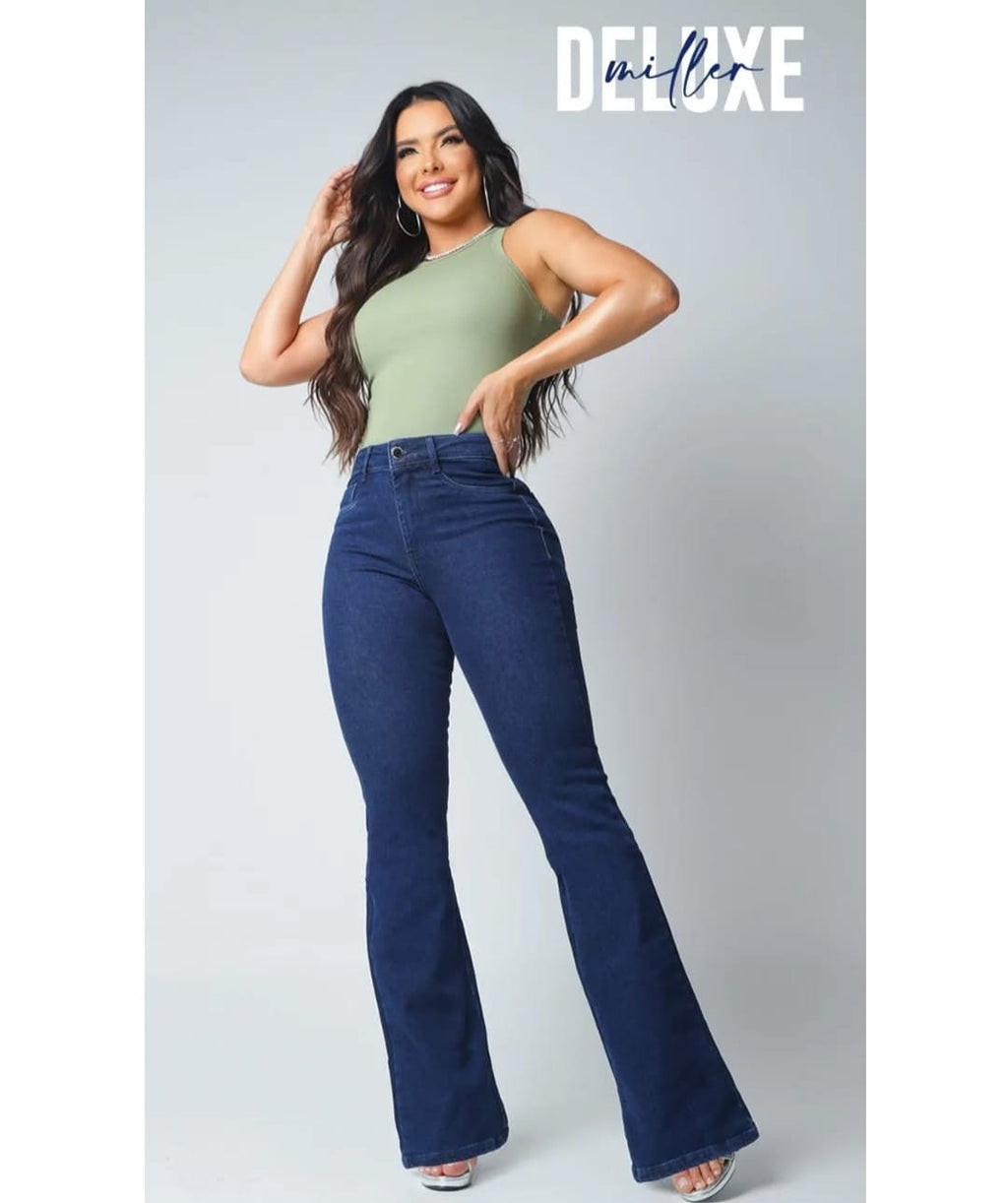 Calça Flare Miller Azul Escuro com lycra