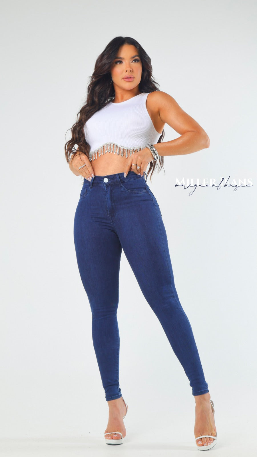 Calça esquiny com laicra Miller - Azul escuro